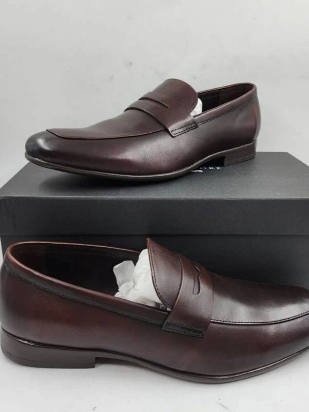 $195- The Men's Store at Bloomingdale's Apron Toe Leather Penny Loafers 12 Brown
